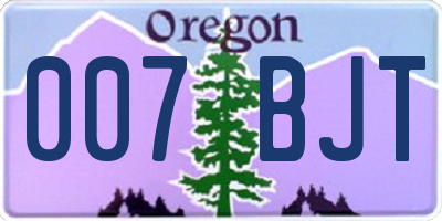 OR license plate 007BJT