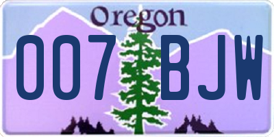 OR license plate 007BJW