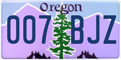 OR license plate 007BJZ