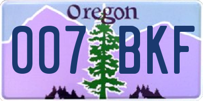 OR license plate 007BKF