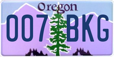 OR license plate 007BKG