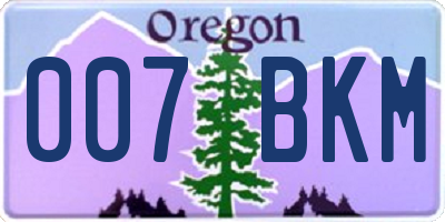 OR license plate 007BKM