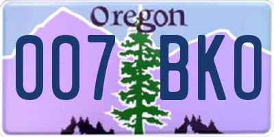 OR license plate 007BKO