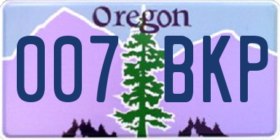 OR license plate 007BKP