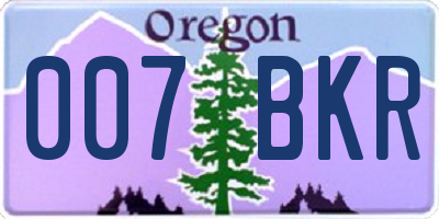 OR license plate 007BKR