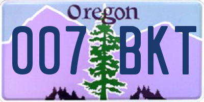 OR license plate 007BKT