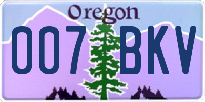 OR license plate 007BKV
