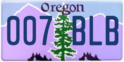 OR license plate 007BLB