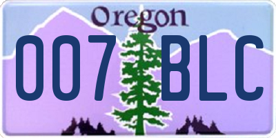 OR license plate 007BLC