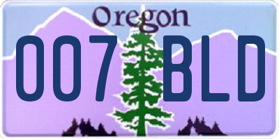 OR license plate 007BLD
