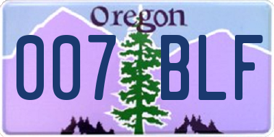 OR license plate 007BLF