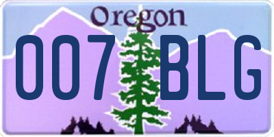 OR license plate 007BLG