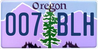 OR license plate 007BLH