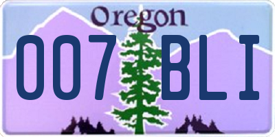 OR license plate 007BLI