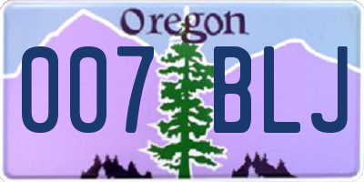 OR license plate 007BLJ
