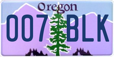 OR license plate 007BLK
