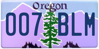 OR license plate 007BLM