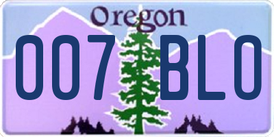 OR license plate 007BLO