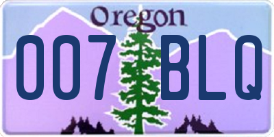 OR license plate 007BLQ