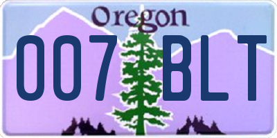 OR license plate 007BLT