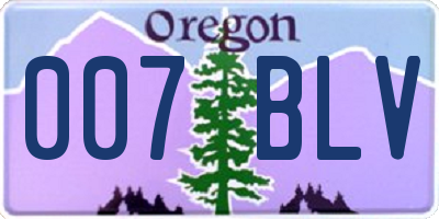 OR license plate 007BLV