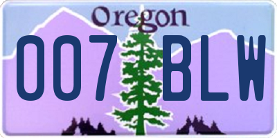 OR license plate 007BLW