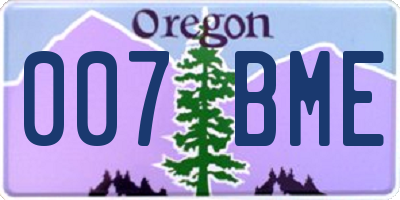 OR license plate 007BME