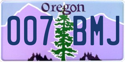 OR license plate 007BMJ