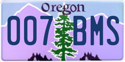 OR license plate 007BMS