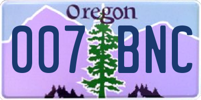OR license plate 007BNC