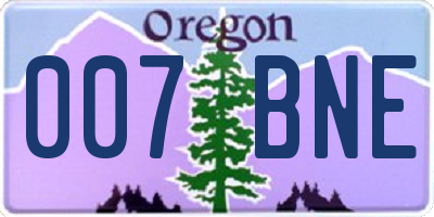 OR license plate 007BNE