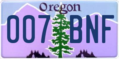 OR license plate 007BNF