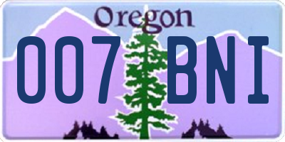 OR license plate 007BNI