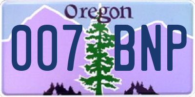OR license plate 007BNP