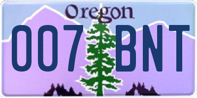OR license plate 007BNT