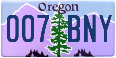 OR license plate 007BNY