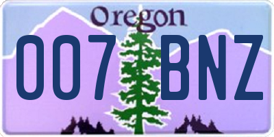 OR license plate 007BNZ