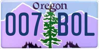 OR license plate 007BOL