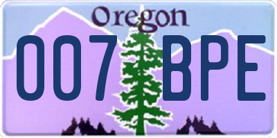OR license plate 007BPE