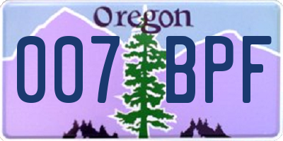 OR license plate 007BPF