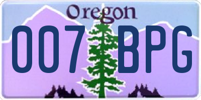 OR license plate 007BPG