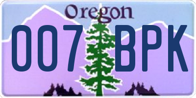 OR license plate 007BPK