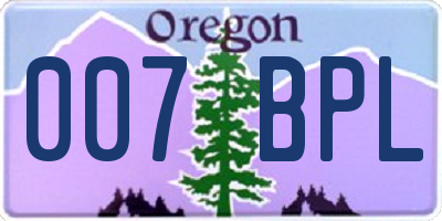 OR license plate 007BPL