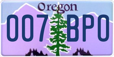 OR license plate 007BPO