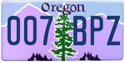 OR license plate 007BPZ
