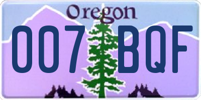 OR license plate 007BQF