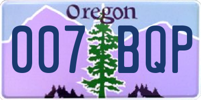 OR license plate 007BQP