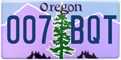 OR license plate 007BQT