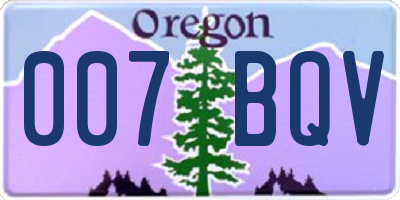 OR license plate 007BQV