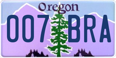 OR license plate 007BRA
